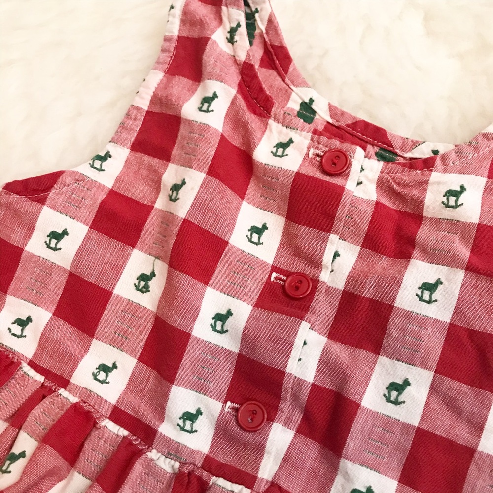 Unique Red Check Rocking Horse Embroidered Top - Picture 5 of 6